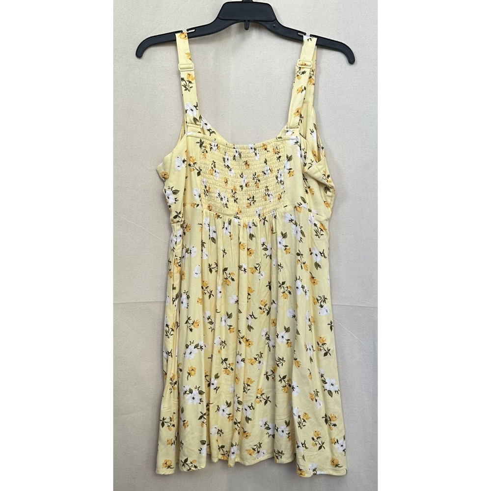 Old Navy Babydoll Fit Flare Mini Dress L Yellow Floral Smocked Fairy Cottage - Picture 4 of 8